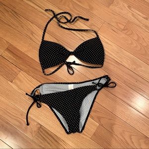 Black and white polka dot bikini
